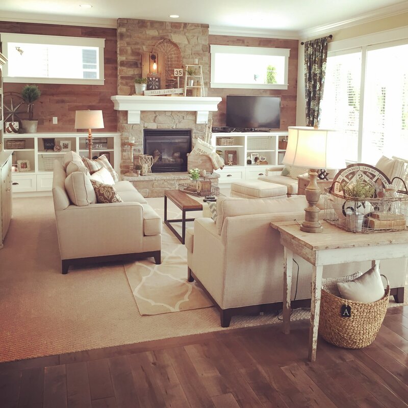 Modern Farmhouse Living Room Design Photo by Yellow Prairie Interior Design